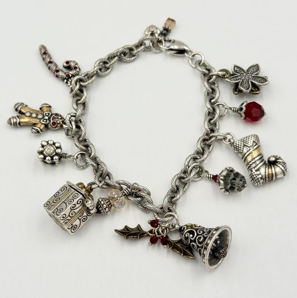 Retired Brighton Tis' The Season Christmas Holiday Charm Bracelet